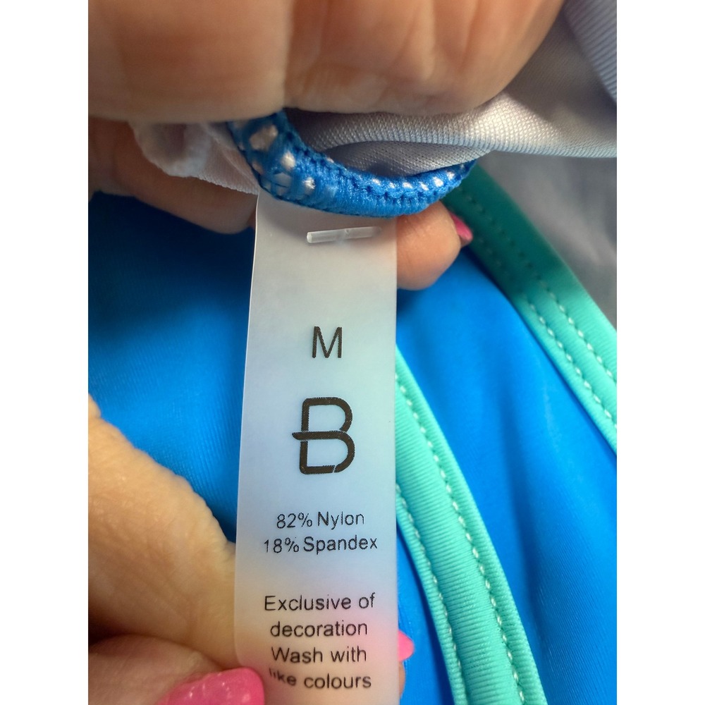 BMJL Women Blue Teal Colorblock High Waisted Bikini Set Sporty Two Piece NWT - Picture 9 of 10